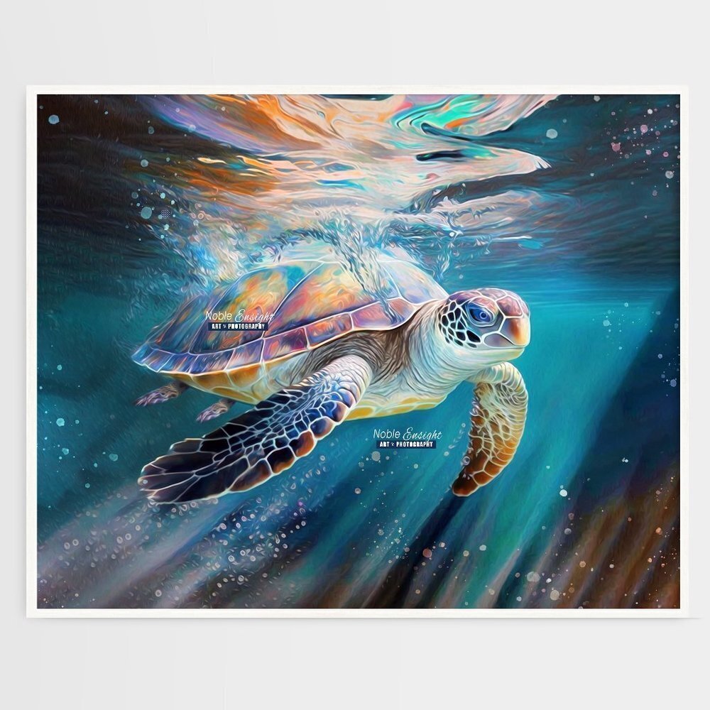 16x20 Sea Turtle Watercolor Oil Painting Wall Art Print - Picture 6 of 6